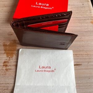 Laura Biagiotti Men’s Brown Vegan Leather Wallet Unused but aged